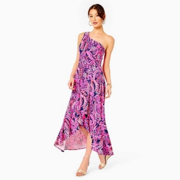 ✨2x HP✨Lilly Pulitzer Monico One-Shoulder Midi Dress NWT - Picture 4 of 11
